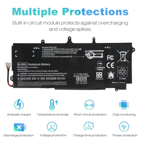 BL06XL BLO6XL Battery for HP EliteBook Folio 1040 G1 G2 HSTNN-DB5D 722236-2C1 - Picture 4 of 11