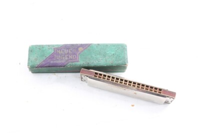 Old Harmonica By M. Hohner ''New Youth'' In Case