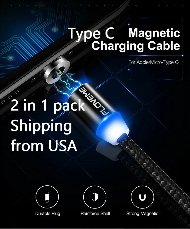 2 in pack Magnetic Type C Cable Heavy Duty Charger Charging Cord - Image 2 of 4