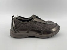 Easy Spirit Pull On Zip Comfort Shoes Womens Sz 7.5 Leather Textile Dark Bronze