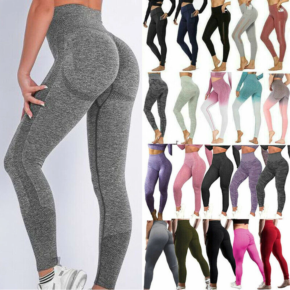 Women High Waist Yoga Pants Anti-Cellulite Butt Bum Lift Gym