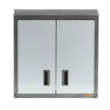 Gladiator Wall Mounted Garage Cabinet 28"x28"x12" 1 Shelf Steel Silver Tread NEW