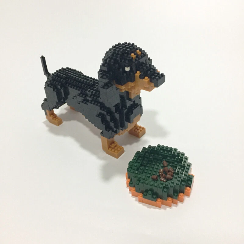 New Dachshund Dog Black Pet 3D Model DIY Mini Diamond Blocks Bricks Building Toy - Image 4 of 4