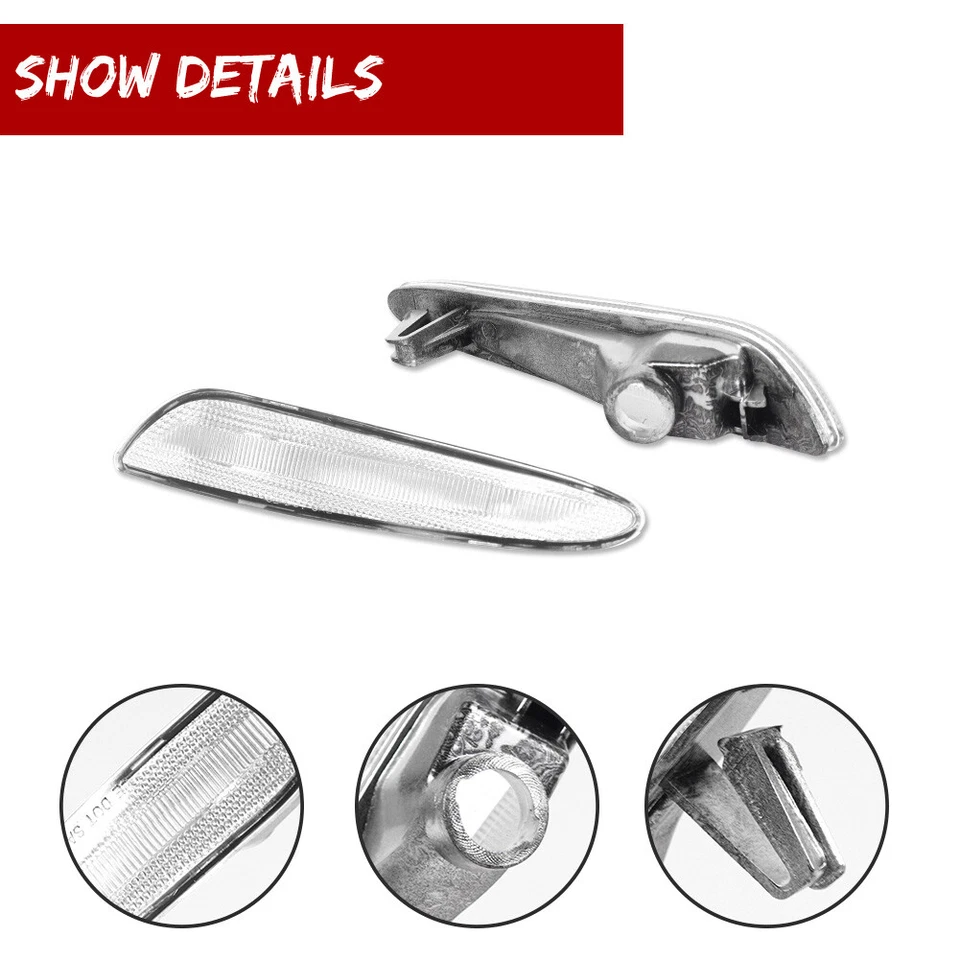 Luces de señalización laterales de parachoques delantero con lente transparente para Mercedes W211 Clase E 2003-2006 Foto 3 de 4