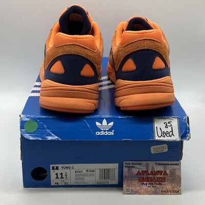 Size 11.5 - adidas Yung-1 Hi-Res Orange Navy Suede Yellow (B37613