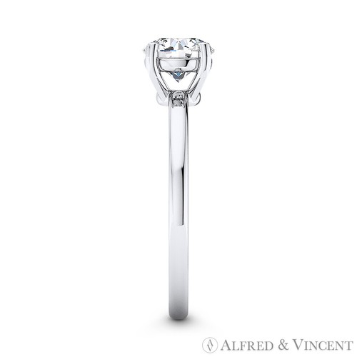 Forever ONE GHI Round Moissanite 4Pr Solitaire Engagement Ring in 14k White Gold - Picture 4 of 6