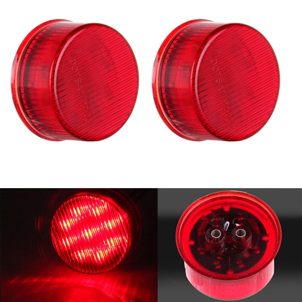4X Red Round 2-Inch 9-Bulb LED Stop Side Marker Light Assembly for Truck Trailer