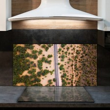 Glass Kitchen Splashback Tile Cooker Panel Desert Road Landscape 120x60