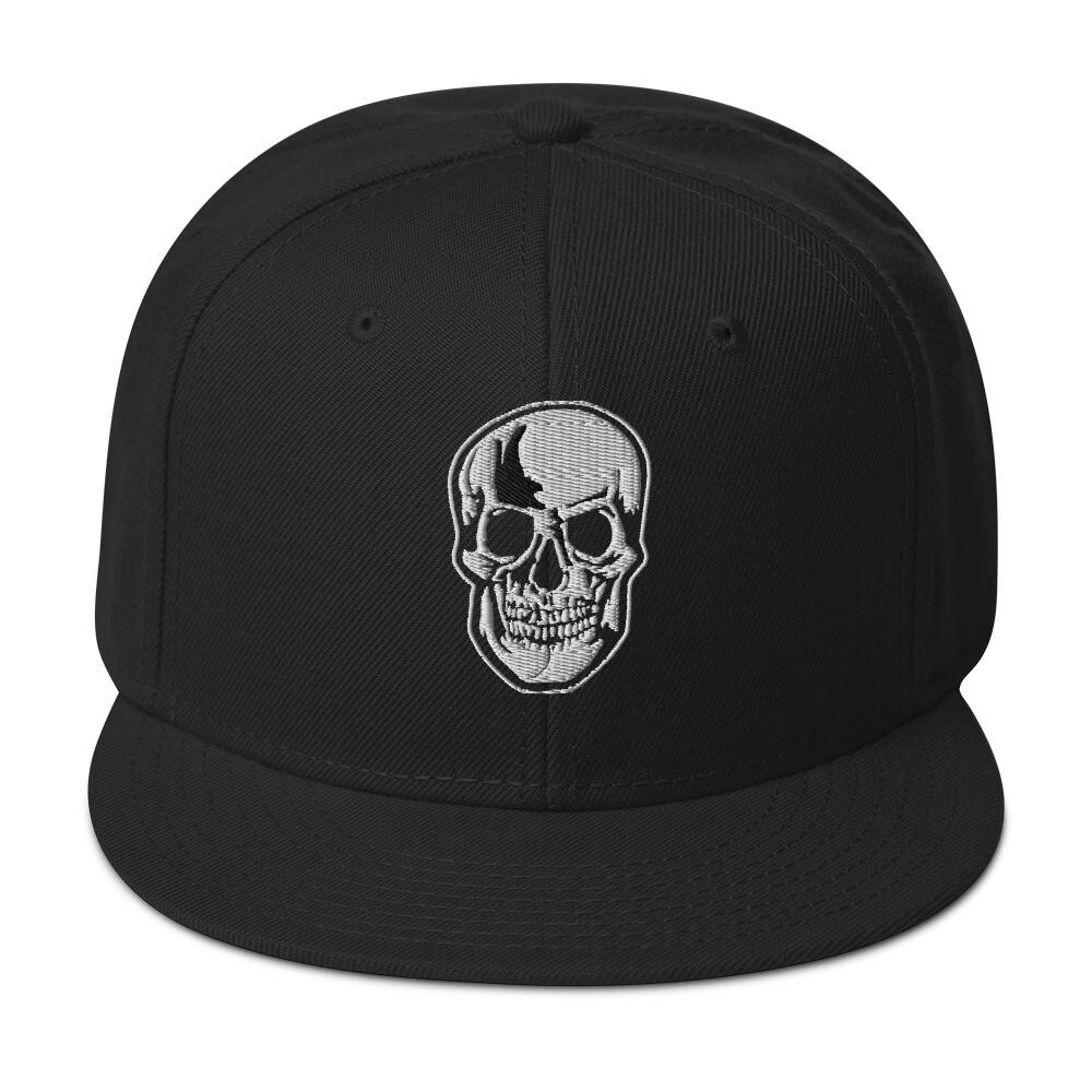 Death Skull Embroidered Horror Style Flat Bill Cap Snapback Hat | eBay