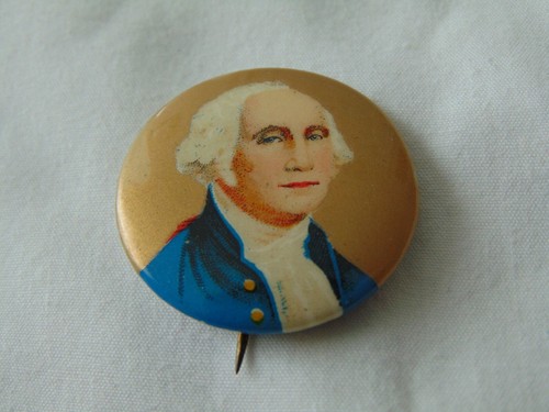 antique George Washington badge signed on back by maker Cammal Badge Co. Boston