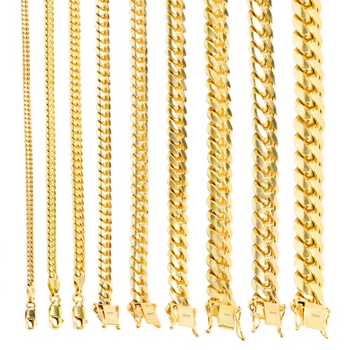 10K Yellow Gold Solid 2.7mm-10mm Miami 