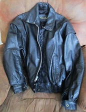 Mens Rodeo Drive Black Leather Jacket, Size 42