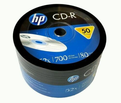 HP Blank 52X CD-R CDR 700MB Recordable Branded Logo LOT = 50 TO