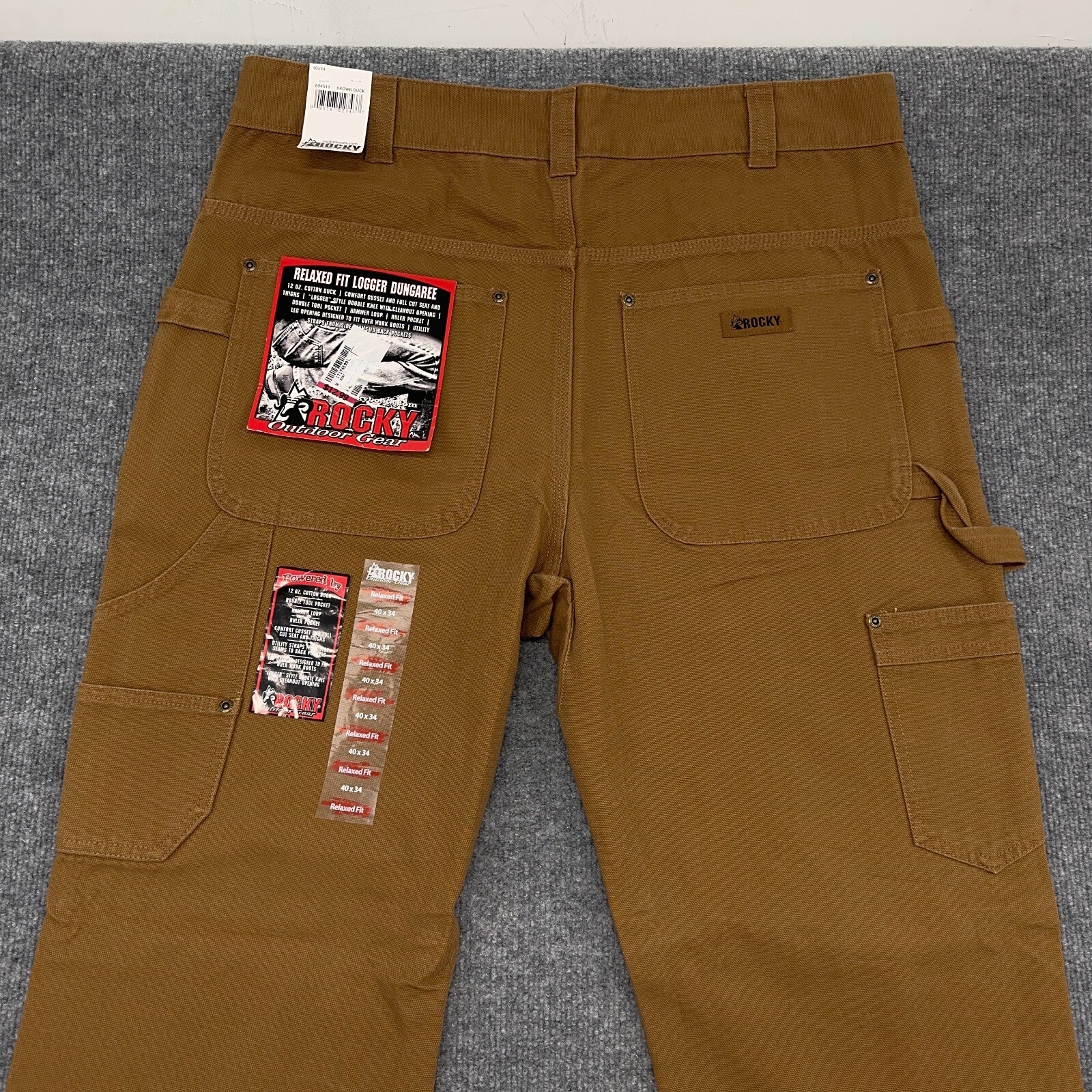 Rocky Double Knee Pants Mens 40x34 Brown Duck Canvas Carpenter Logger Dungaree