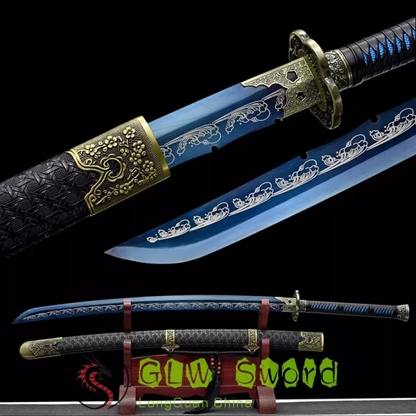 Song Dynasty Sword  Handmade Retro Black Sandalwood Damascus Steel Chinese  Ming Dynasty King Swords - TrueKatana