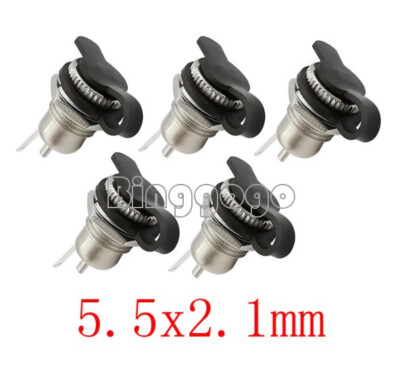 5Pcs 5.5 x 2.1mm DC Power Female Socket Jack Panel Mount Connector DC-099