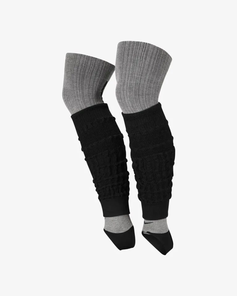 Nike Studio Dri-FIT Womens Leg Warmers Black Grey 2 Layers One Size Fits All - Image 2 of 4