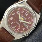 SEIKO 5 AUTOMATIC 7009A VINTAGE JAPAN MENS MAROON COLOR DIAL WATCH a701485-1