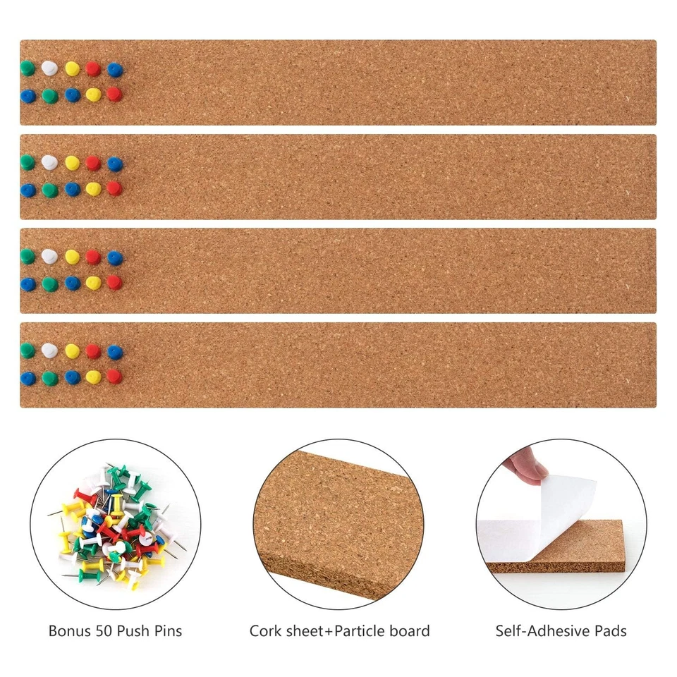 Cork Board Bulletin Board Bar Strip 15x2 Inch - 1/2 Inch Thick, Frameless Cor... - Image 4 of 4