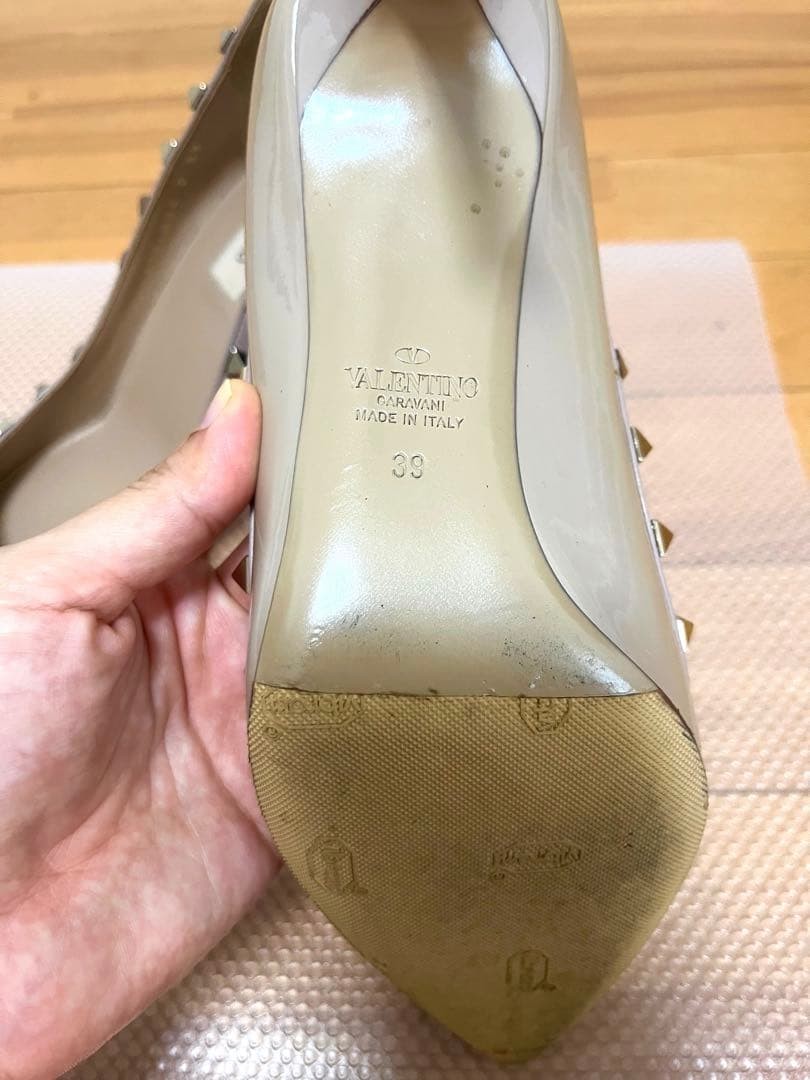 Valentino Garavani Pumps Heel Studded Leather Beige EU39/US9 116183c thumbnail 4