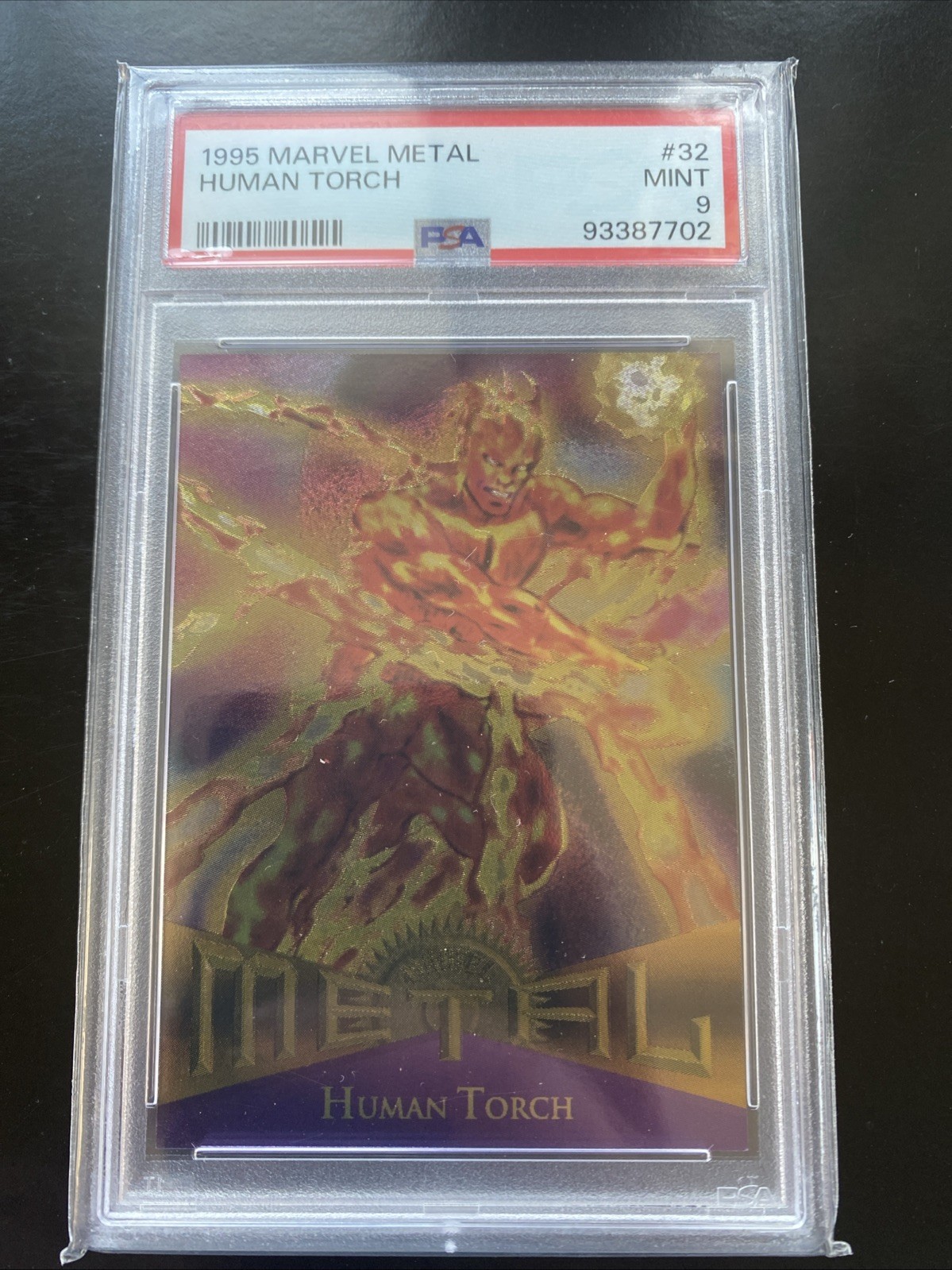 Human Torch 1995 Marvel Metal PSA 9 Mint Card #32 view 1