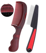 Dandruff Comb Fine Tooth Scalp Detox Lice for Women, Large, Black Red