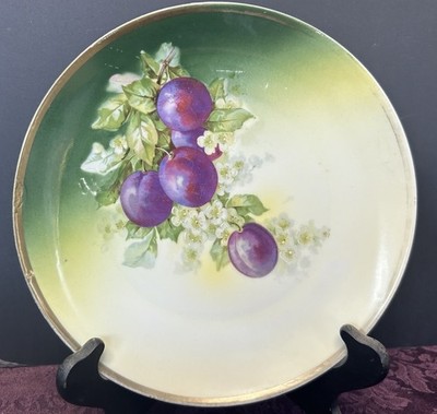 Antique J&C Bavaria Hand Painted Roses Cabinet Plate Jaeger & Co Porcelain 1900s