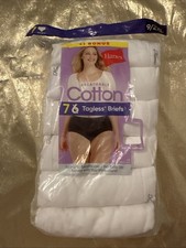 NWT Hanes 7 Pair Briefs Panties Tag Free Breathable Cotton White Size 9/2XL