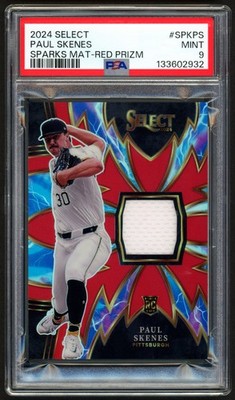2024 PANINI SELECT PAUL SKENES SPARKS RED PRIZM JERSEY SP 30/99 ROOKIE RC PSA 9