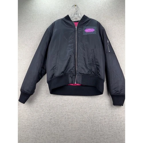 Super Nintendo SNES Bomber Jacket Mens Black Pink Retro Gaming Vaporwave Graphic - product listing photo