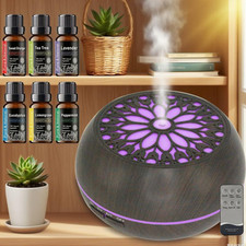 Ultimate Aromatherapy Kit: 550Ml Essential Oil Diffuser with Remote, 6 Scents 