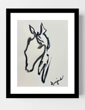 GUAJARDO Original Contemporary Line Mr. Ed Horse Head 9X12 Paper Signed Art