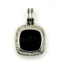David Yurman Sterling Silver Albion Black Onyx & Diamond Pendant
