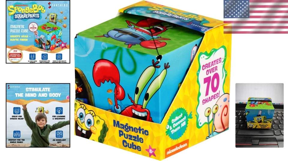 Bob Esponja Portátil Calça Quadrada Cubo Fidget - Mais de 70 Formas para Brincadeiras Criativas - Imagem 2 de 4