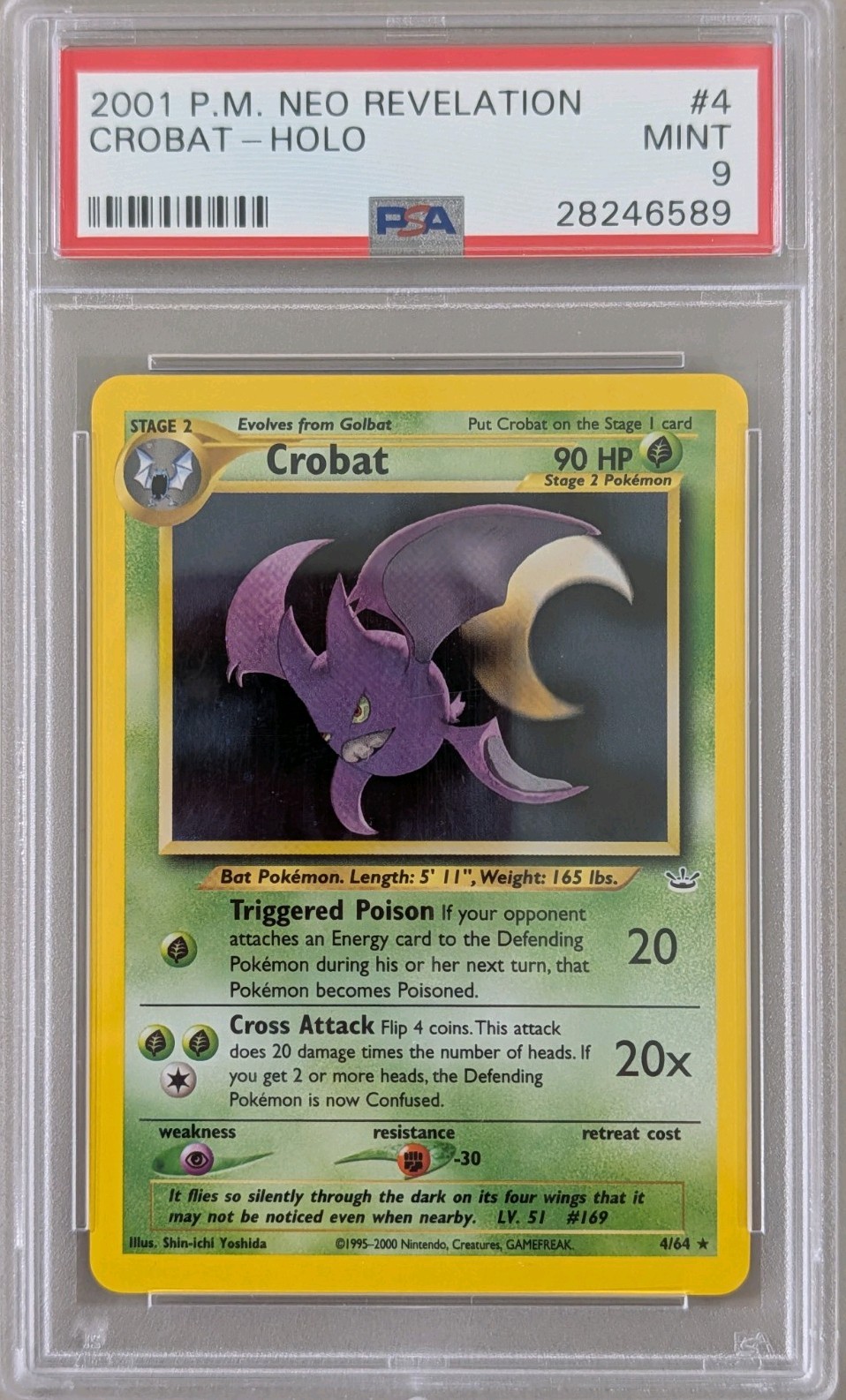 Pokemon 2001 Neo Revelation Crobat Holo Card #4/64 PSA 9