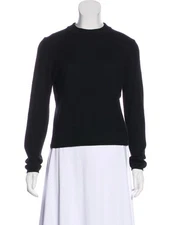 THE ROW MOCK NECK CASHMERE KNIT SWEATER BLACK MEDIUM