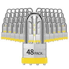 Padlocks Keyed Alike, Pack of 48, Laminated Steel Keyed Lock (1-9/16", 40mm),...