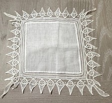 Elaborate 19C Handmade LACE WEDDING HANDKERCHIEF Antique