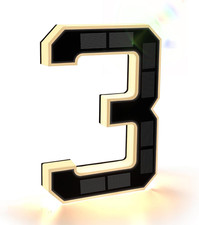 9 Inch Solar Lighted House Numbers for Outside Light Up Waterproof LED 3-Black