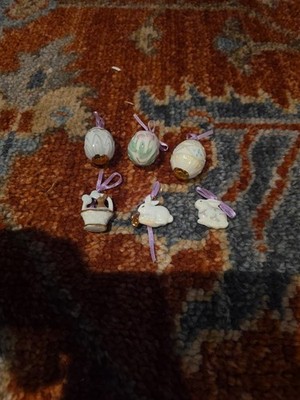 LENOX EASTER 6 Miniature Tree Ornaments Set. Easter eggs, bunnies Lot Set