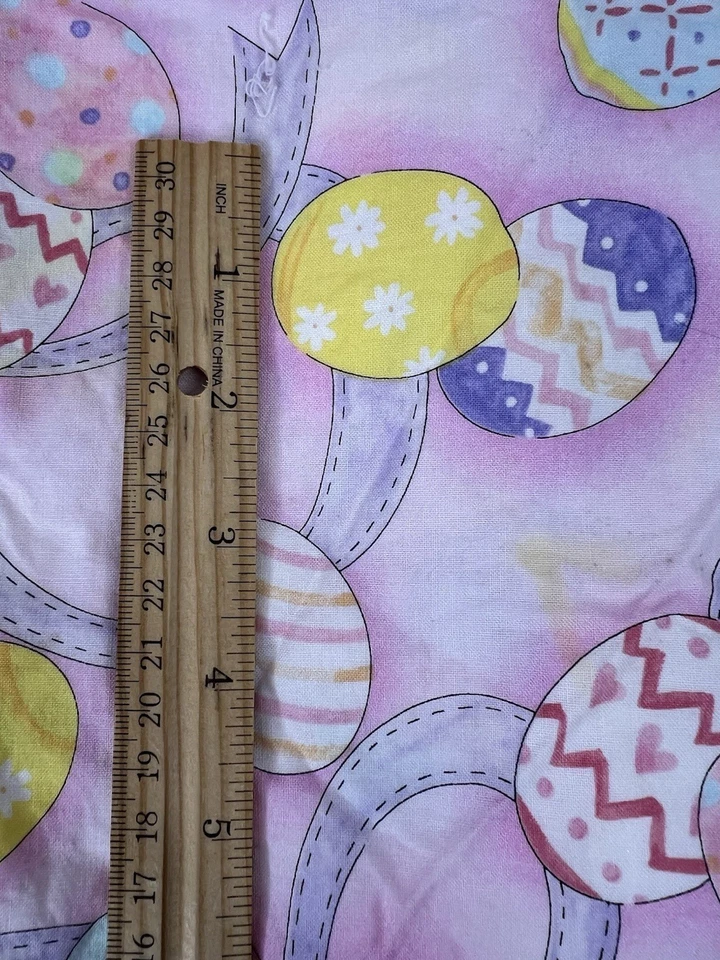 Easter Egg Cotton Fabric 1.25 Yards 42 Wide Scrap JoAnn Washed Imperfect - Image 2 of 4