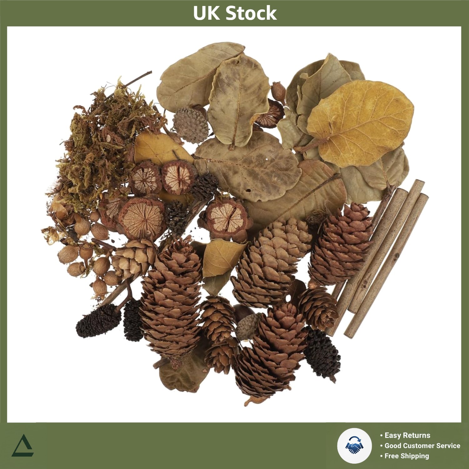 Rustic Natural Wood Branch Acorn Pine Cone Leaves Craft Decor 1 Pack