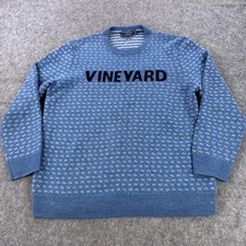 Vineyard Vines Sweater Mens Large Blue Birdseye Merino Wool Knit Crewneck