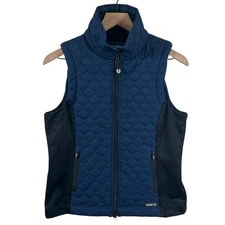 Kerrits Womens Small Blue Black Full Motion Quilted Vest Full Zip Pockets