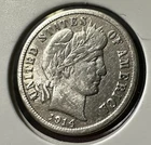 1914 S 10c Ten Cents Barber 90% Silver Dime EF+ Liberty Visible Key Date!