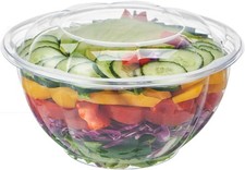  32 oz. 50 Sets Clear Plastic Salad Bowls W/ Airtight Lids Disposable