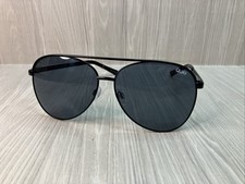 Quay Australia Vivienne Aviator Sunglasses Black Metal Frame Smoke Lens