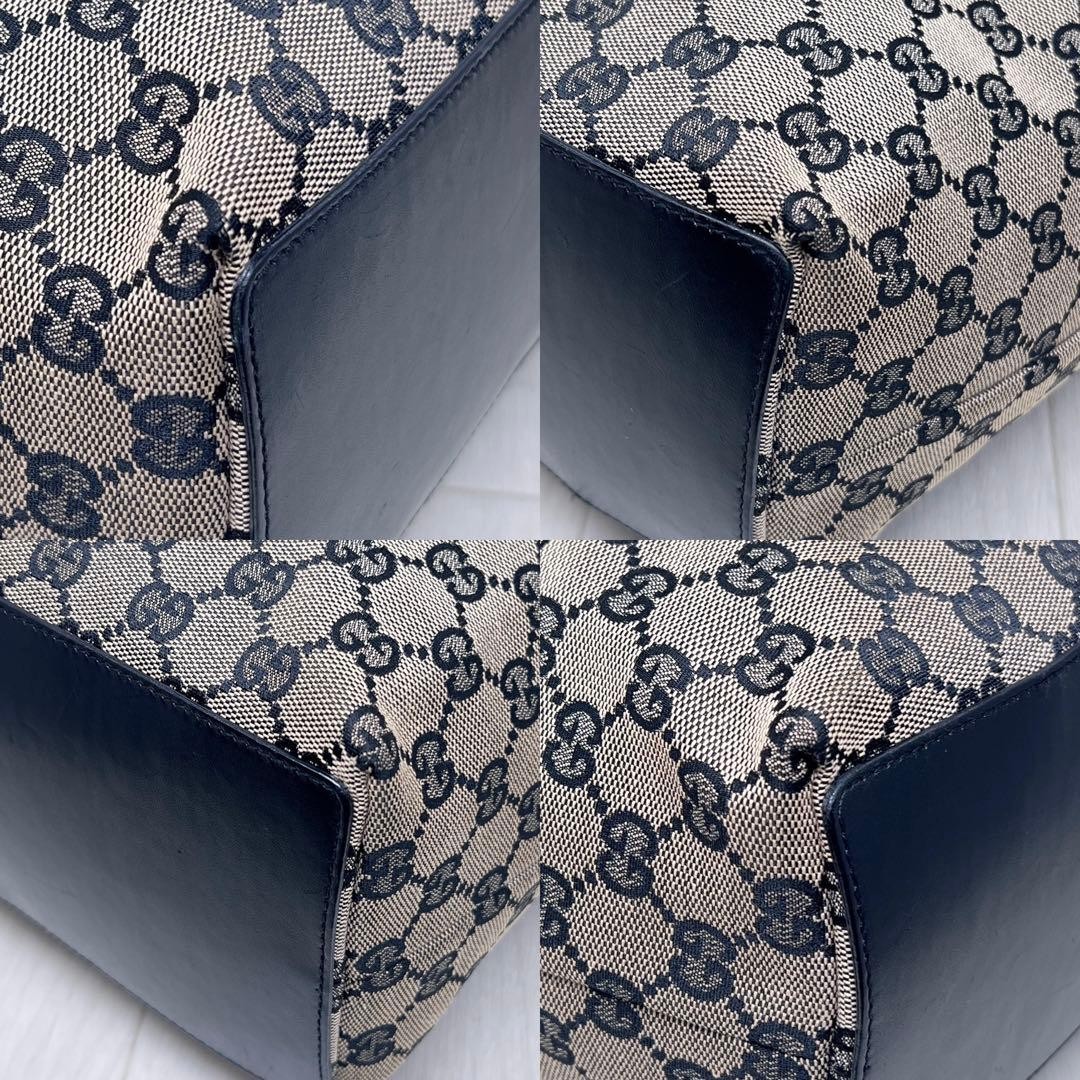 GUCCI GG Pattern Leather Tote Bag A4 Storage Gold Hardware Authentic thumbnail 7