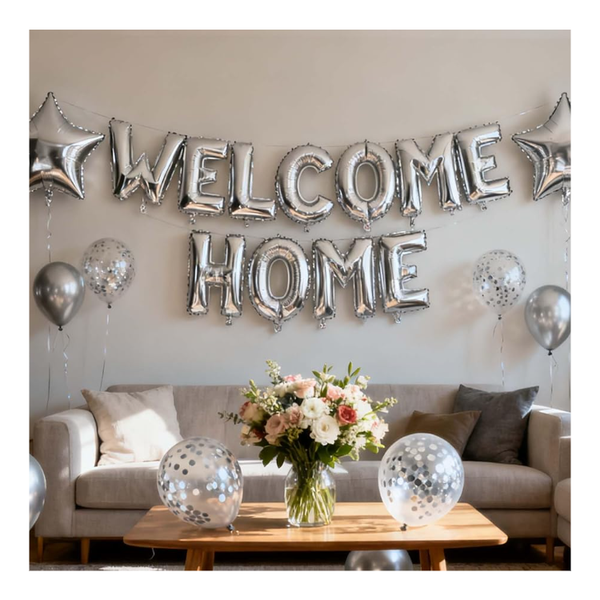 Deko Banner Luftballons Silber 24 StüCk Konfetti Stern Ballon Party Set 16 Zoll-image