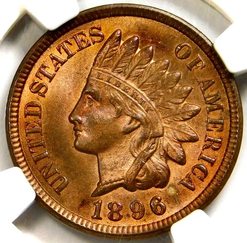 🔥🤎💃❤️‍🔥🟤😍NGC MS64 RB 1896 INDIAN HEAD CENT